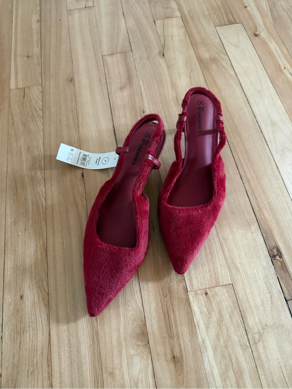 Fuzzy No Boundaries Red Pointed Slingback Flats
